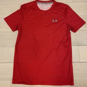 Under Armour red striped tee.  Size Small. Great condition!!